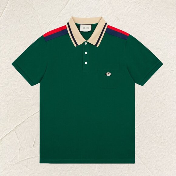 Gucci Color Block Polo Shirt (Green) - Picture 1 of 8